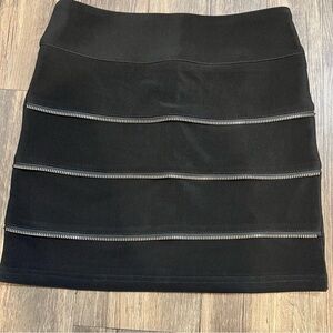 Zings Black high waist mini skirt with front Zipers decor. Size S
